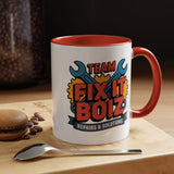 Mechanic Coffee Mug, Team Fix It Boiz Wrench and Gear Design, Handyman Gift for Dad or a Repair Crew Coworker, Workshop Coffee Break Cup