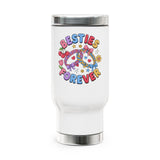 Besties Forever Travel Mug with Handle, Colorful Friendship Cup, Cute Best Friend Gift for Coffee Lovers and Daily Commutes