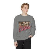 Merry Christmas Leopard Print Sweatshirt, Trendy Holiday Crewneck, Cheetah Lettering Pullover, Festive Gift for Women, Mom or Teacher