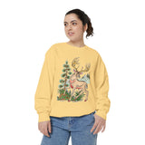 Woodland Deer Sweatshirt, Rustic Stag and Mountain Graphic, Gift for Wildlife Lovers and Hikers, Forest Inspired Cabin Weekend Clothing
