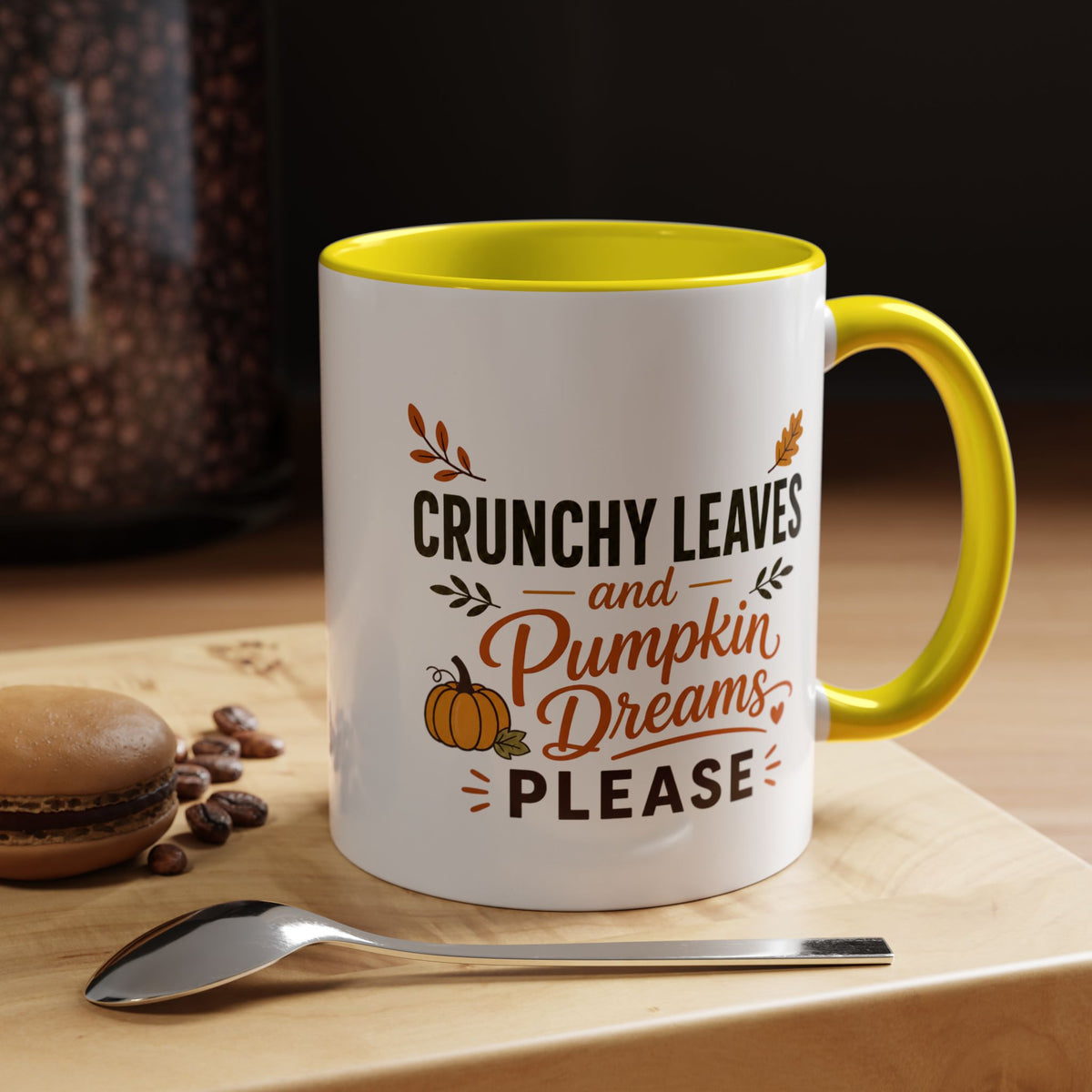 Cozy Air and Crunchy Leaves Mug, Pumpkin Dreams Fall Coffee Cup, Autumn Lover Gift for Her, Cute Seasonal Drinkware and Decor