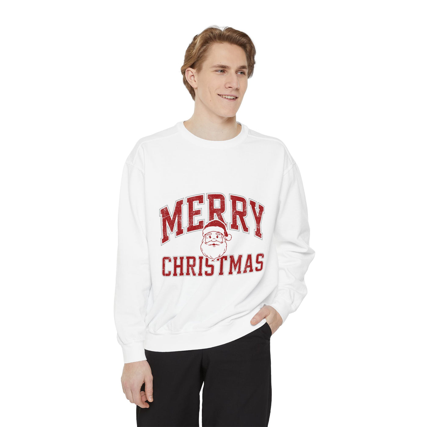 Merry Christmas Santa Sweatshirt, Vintage Holiday Crewneck, Festive Christmas Party Pullover, Retro Santa Claus Gift for Family Photos