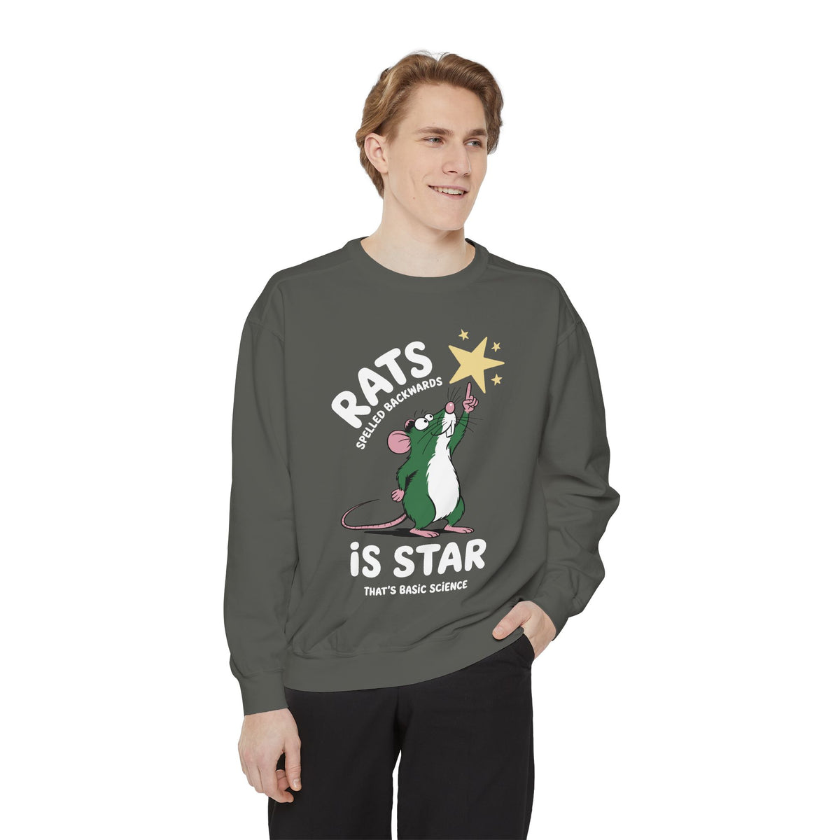 Funny Rat Sweatshirt, Rats Spelled Backwards Is Star Crewneck, Cute Rat Lover Sweatshirt, Pet Rat Gift, Funny Animal Apparel
