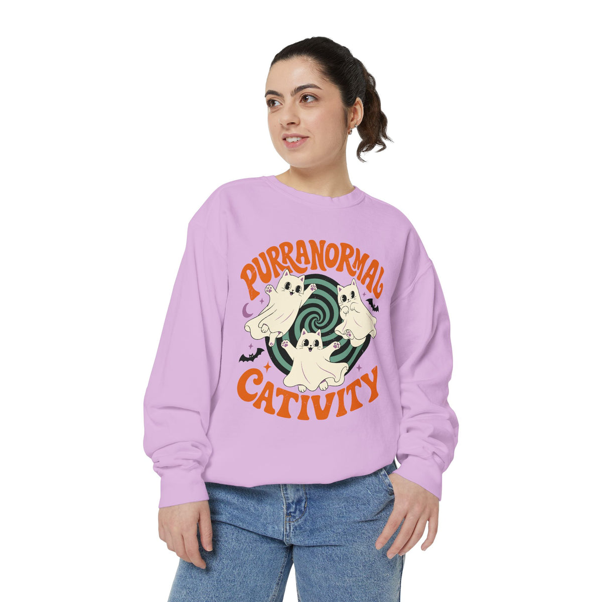 Purranormal Cativity Sweatshirt, Funny Halloween Cat Crewneck, Ghost Kitty Shirt for Cat Lover, Spooky Season Gift, Cute Fall Outfit
