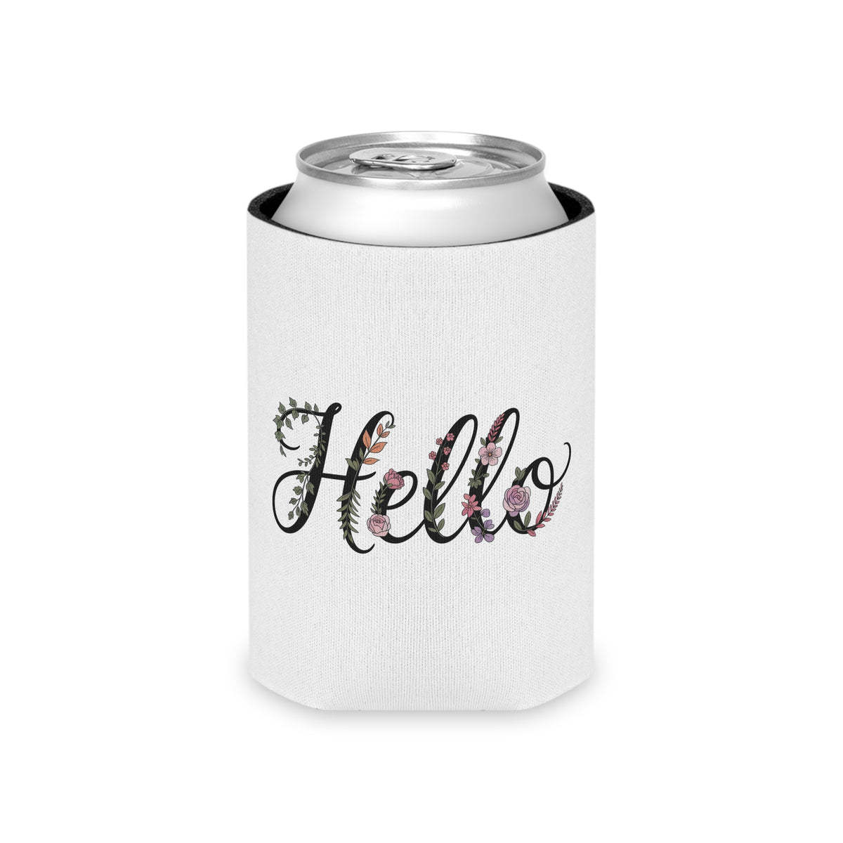 Floral Hello Can Cooler, Cute Beer Can Holder, Flower Drink Sleeve, Personalized Beverage Cozy, Summer Party Gift, Bridesmaid Gift for Her