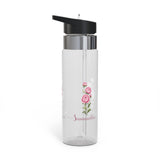 Personalized Floral Transparent Water Bottle, Peony Flower Gift for Her, Custom Name Drinkware, Girly Water Bottle for Work, Gym or School