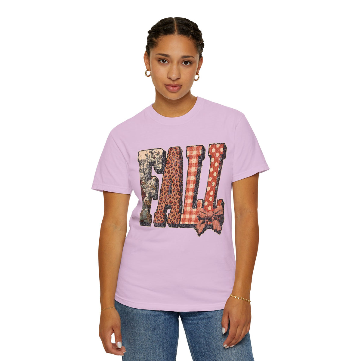 Patchwork Fall Shirt, Floral Leopard Plaid Autumn Graphic Tee, Coquette Bow Seasonal Gift for Women, Cozy Thanksgiving Outfit for Her