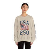 USA 250 Sweatshirt, American Flag Crewneck, Patriotic Pullover, USA 250th Anniversary Gift, Fourth of July Shirt, Americana Top