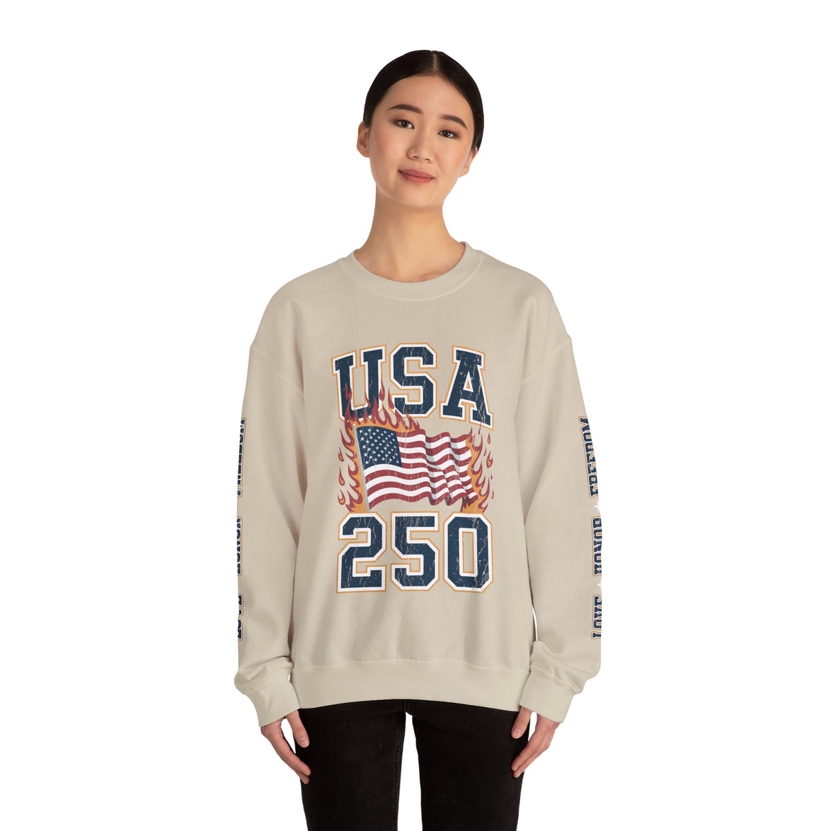 USA 250 Sweatshirt, American Flag Crewneck, Patriotic Pullover, USA 250th Anniversary Gift, Fourth of July Shirt, Americana Top
