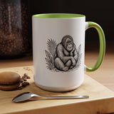 Orangutan Mug, Black and White Primate Coffee Cup, Jungle Animal Lover Gift, Wildlife Conservation Present, Rustic Nature Decor Gift
