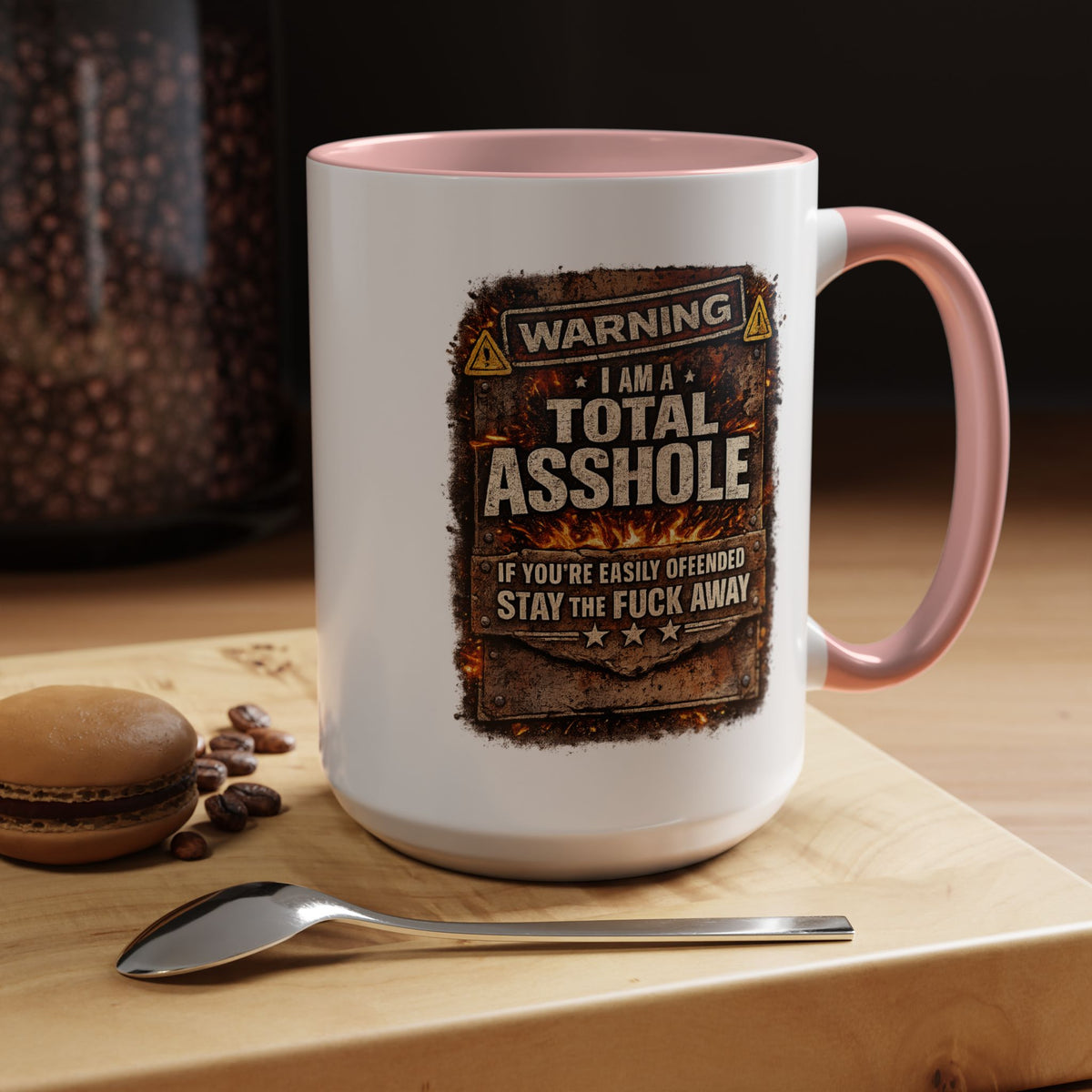 Funny Adult Humor Mug, Warning Total Asshole Coffee Mug, Sarcastic Gift for Men, Offensive Humor Cup, Funny Friend Gift