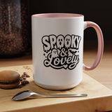 Spooky and Lovely Mug, Cute Ghost Halloween Coffee Cup, Black and White Spooky Season Gift for Her, Gothic Fall Drinkware