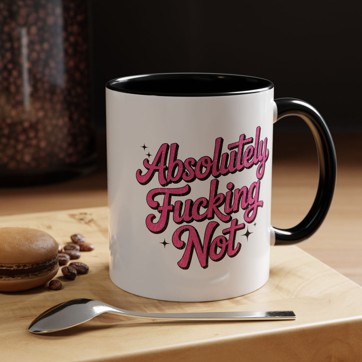 Absolutely Not Coffee Mug, Funny Sarcastic Pink Retro Lettering, Sassy Birthday Gift for a Best Friend or Office Work Bestie