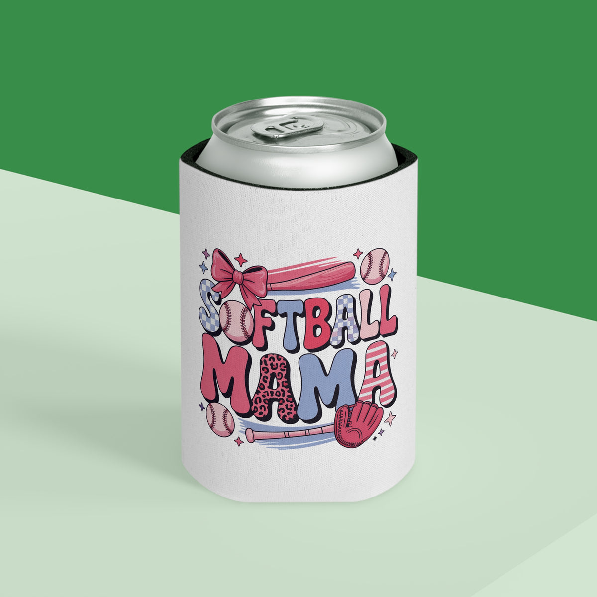 Softball Mom Can Cooler, Personalized Beer Koozie, Softball Mom Gift, Baseball Mom Drink Holder, Sports Mom Gift, Game Day Gift