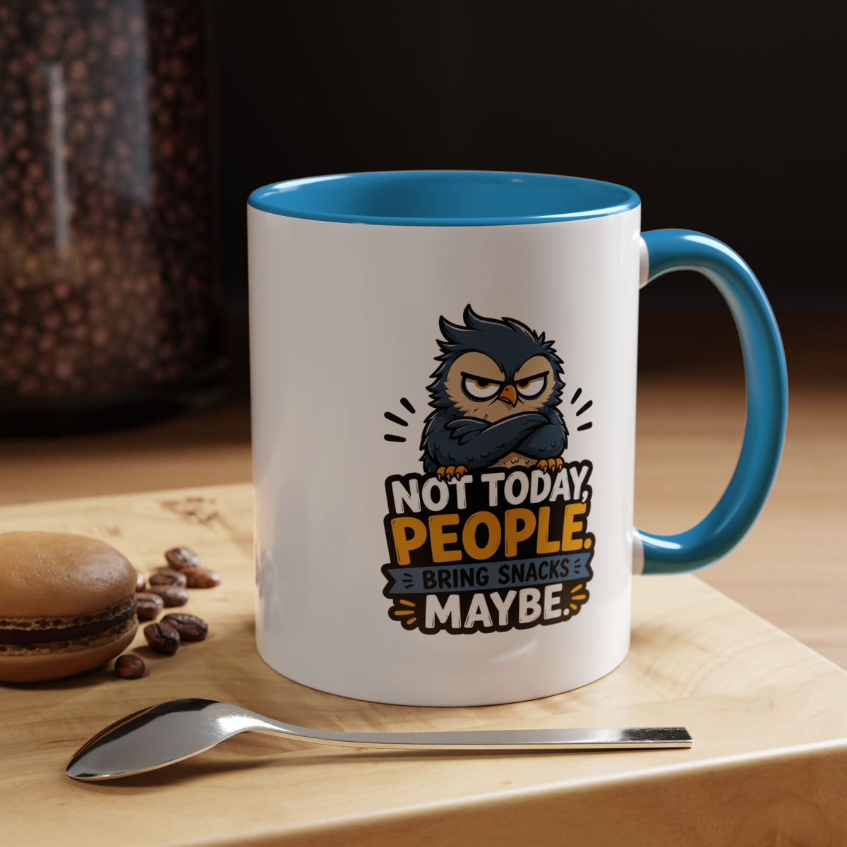 Not Today People Mug, Funny Owl Coffee Cup, Introvert Humor Gift for Coworker, Funny Snack Lover Present, Sarcastic Office Drinkware