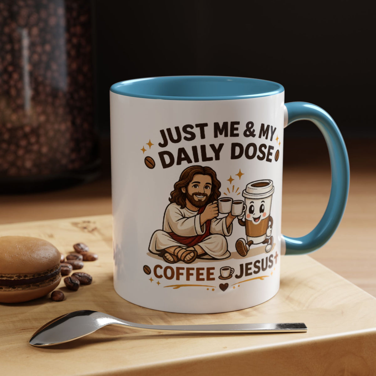 Christian Coffee Lover Mug, Just Me and My Daily Dose Coffee and Jesus Mug, Faith Based Coffee Mug, Christian Gift for Women Me