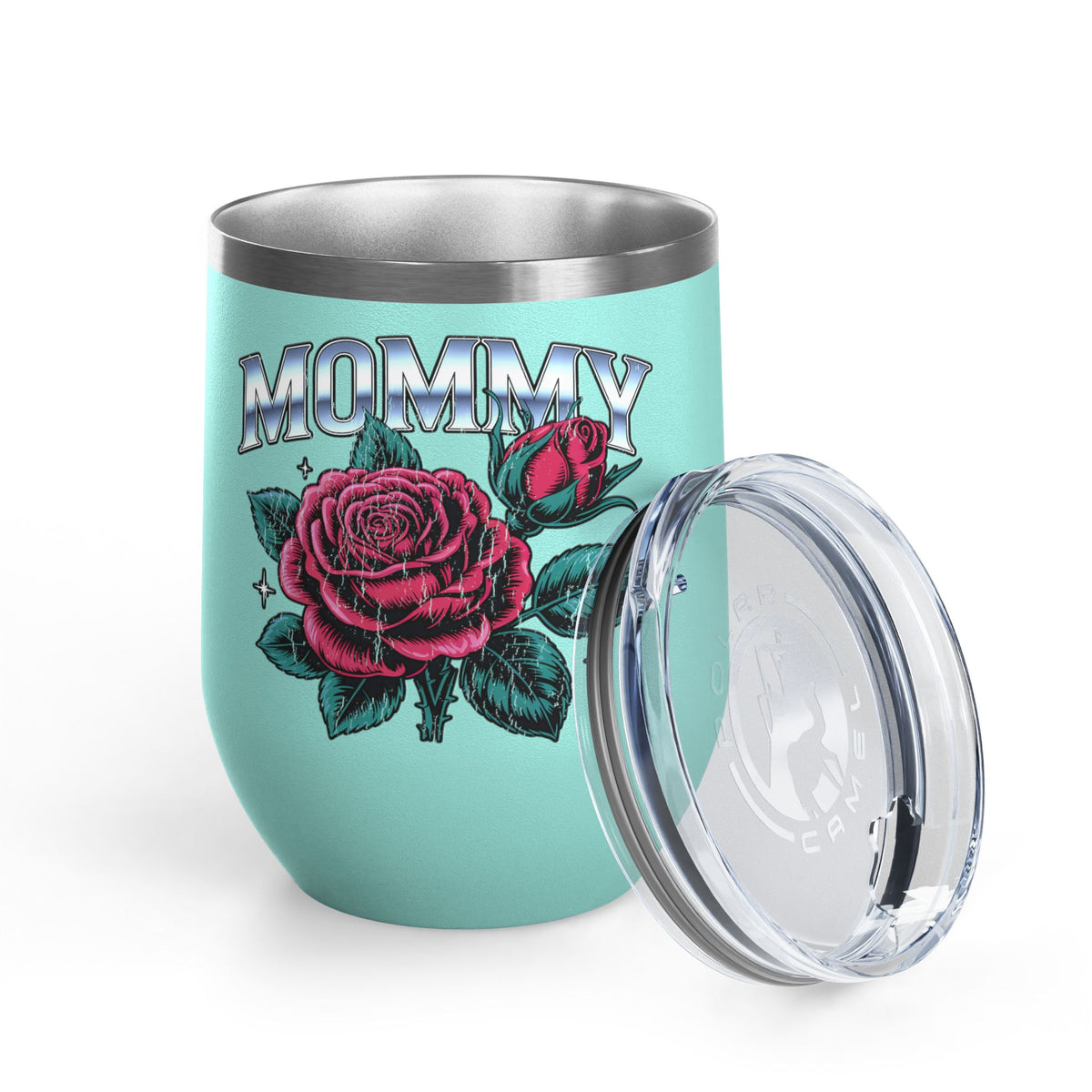Mommy Rose Wine Tumbler, Pink Floral Cup, Mother's Day Gift for Mom, Birthday Present for Mama and Floral Lovers