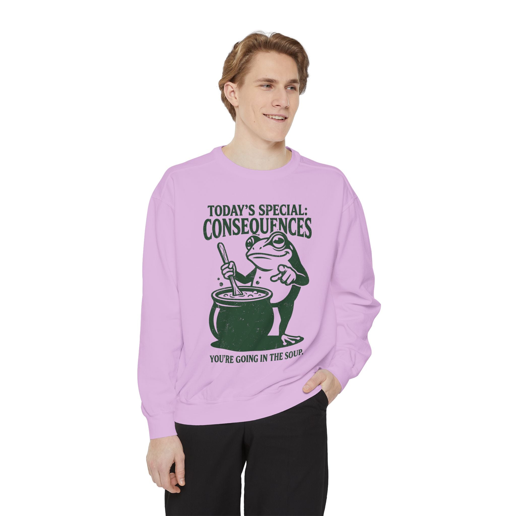 Funny Frog Comfort Colors Sweatshirt, Today's Special Consequences Graphic Crewneck, Sarcastic Meme Sweatshirt Gift