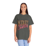 Merry Christmas Leopard Print Shirt, Trendy Holiday T-Shirt, Cheetah Lettering Xmas Tee, Festive Gift for Women, Mom, Teacher or Friend