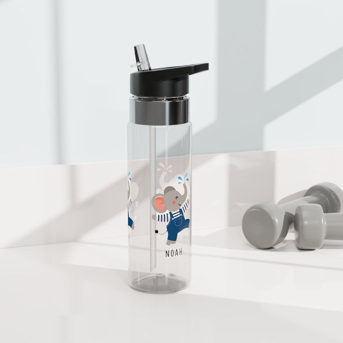 Personalized Elephant Kids Water Bottle, Cute Animal Bottle for Boys, Safari Birthday Gift, Toddler School Bottle, Baby Gift Idea