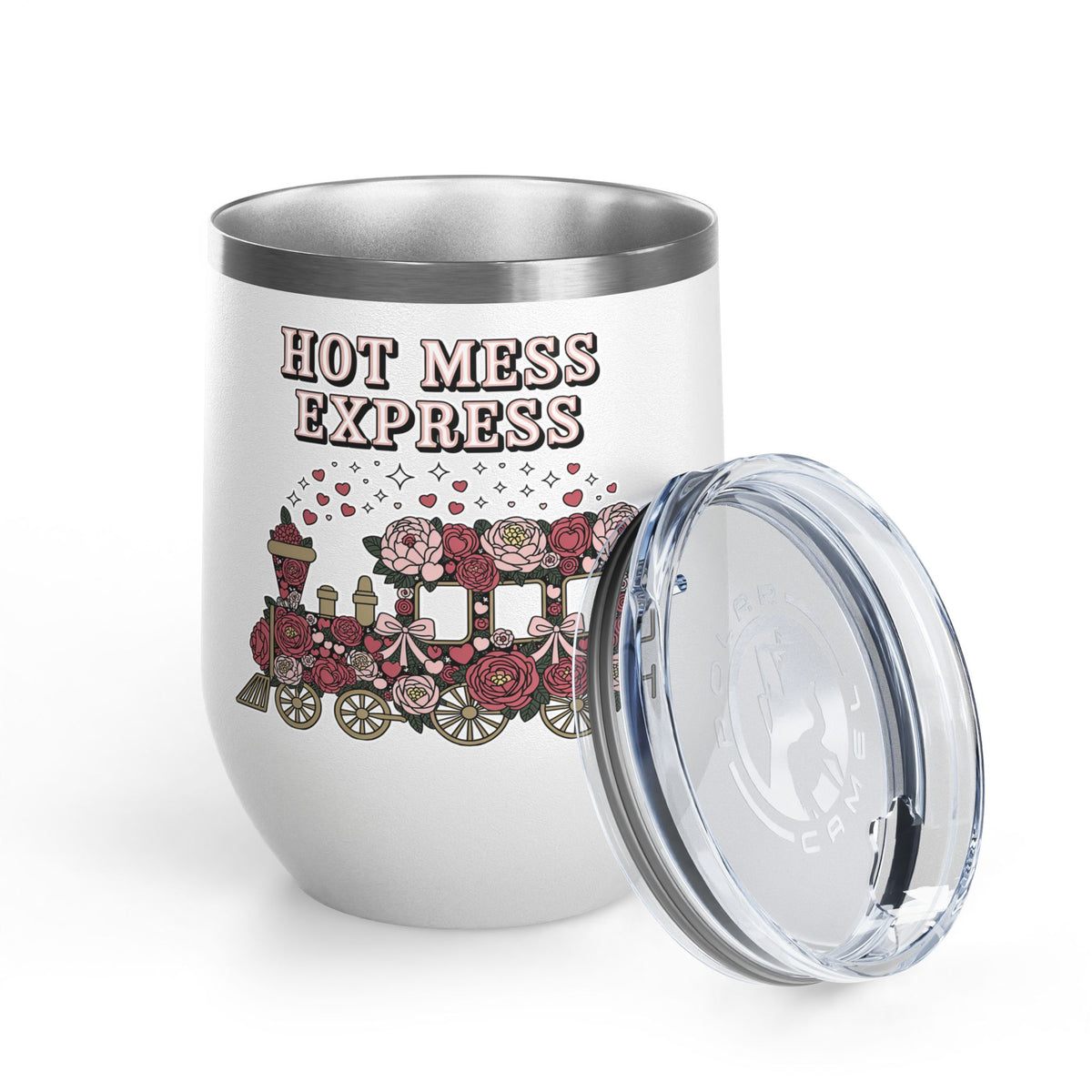 Hot Mess Express Wine Tumbler, Floral Drinkware, Funny Gift for Busy Moms, Besties, Coworkers and Chaos Coordinators