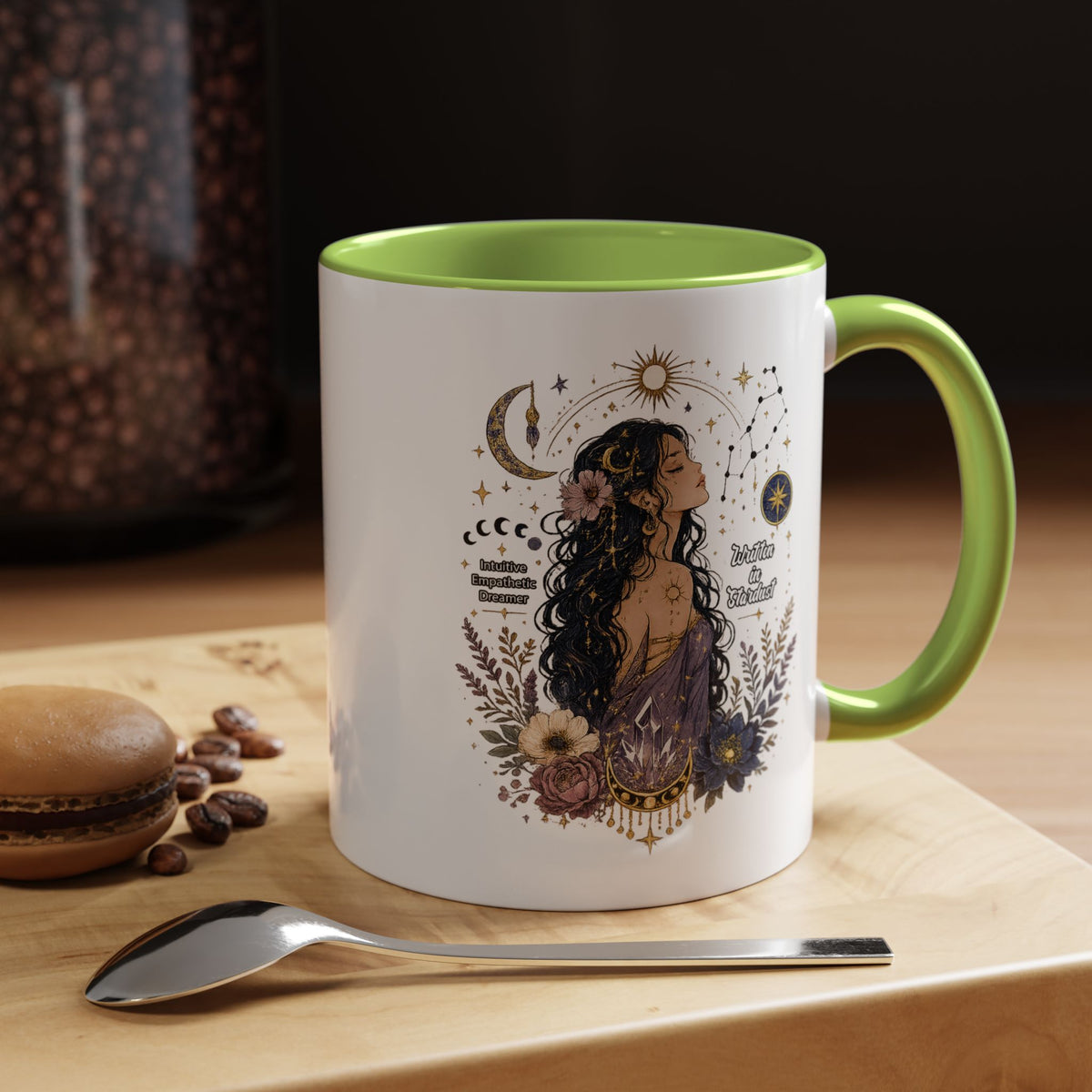 Intuitive Dreamer Astrology Coffee Mug, Mystic Woman Zodiac Mug, Written in Stardust Cup, Celestial Goddess Gift, Spiritual Coffee Mug