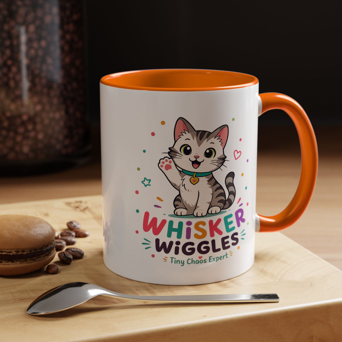 Cute Cat Lover Mug, Personalized Cat Name Coffee Cup, Whisker Wiggles Cat Mom Gift, Funny Kitty Mug for Pet Owners and Cat Lovers