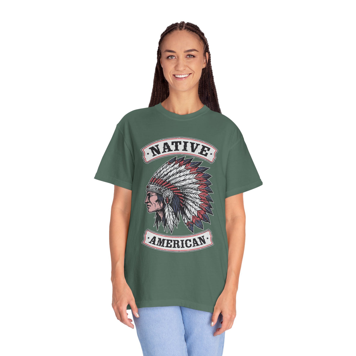 Native American Headdress Shirt, Patriotic USA Graphic Tee, Vintage American Eagle Style, Western Americana Gift, Fourth of July Shirt