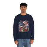 Personalized Hunting Family Sweatshirt, Custom Deer Patriotic Pullover, American Flag Floral Crewneck, Family Gift, Outdoorsman Shirt