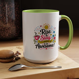 Rise and Slay Motivational Mug, Positive Quote Coffee Cup, Inspirational Gift for Her, Coworker Encouragement, Morning Routine Drinkware
