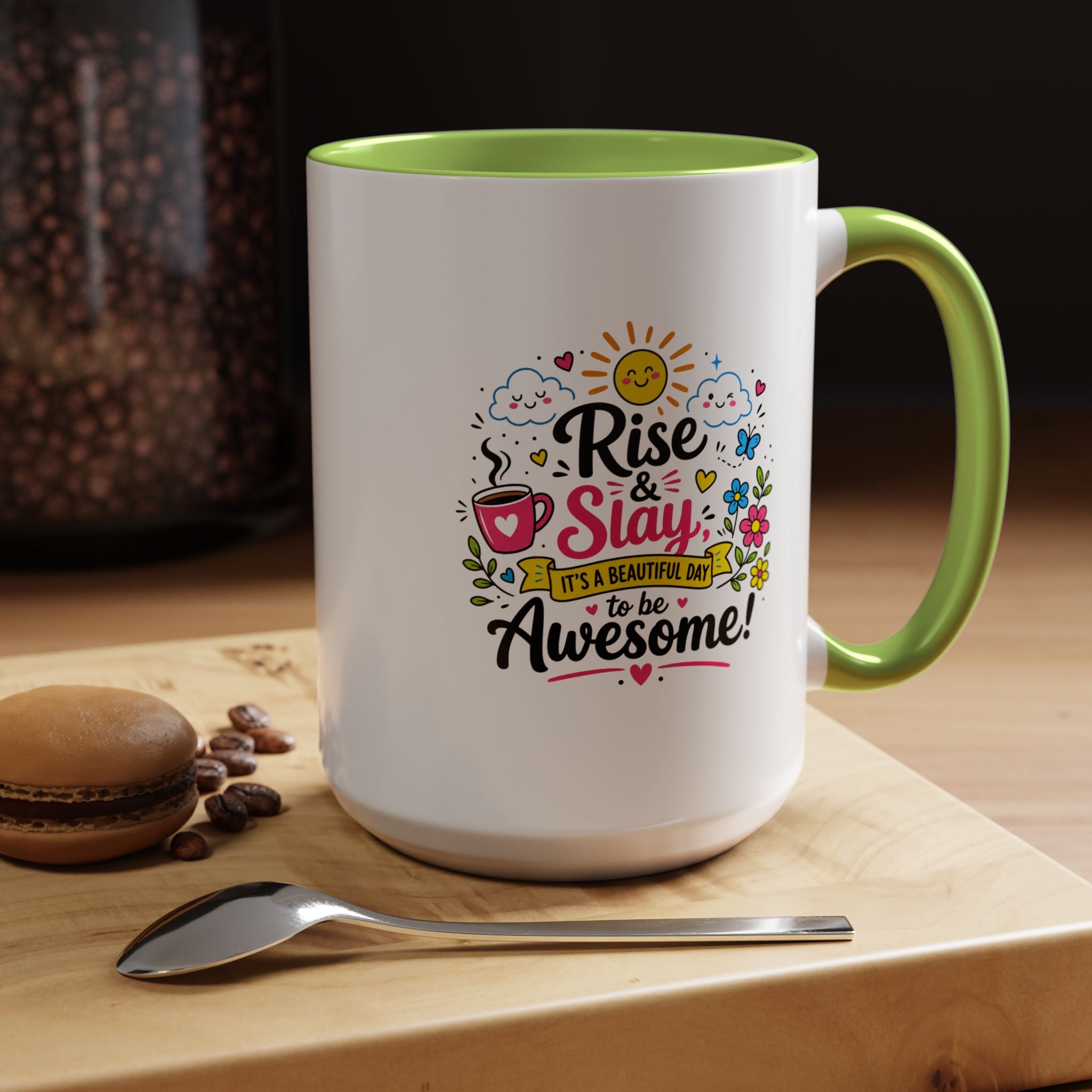 Rise and Slay Motivational Mug, Positive Quote Coffee Cup, Inspirational Gift for Her, Coworker Encouragement, Morning Routine Drinkware