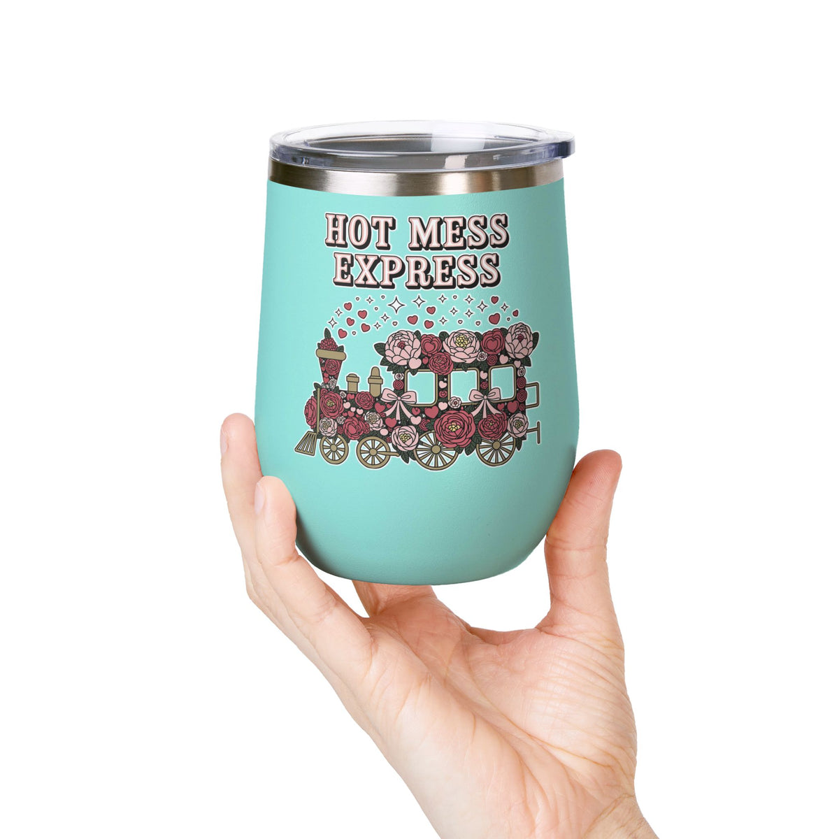 Hot Mess Express Wine Tumbler, Floral Drinkware, Funny Gift for Busy Moms, Besties, Coworkers and Chaos Coordinators