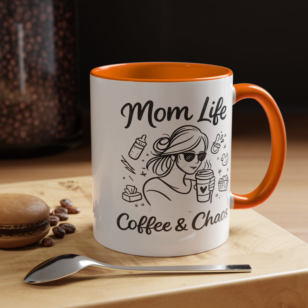Mom Life Coffee and Chaos Mug, Funny Mom Coffee Mug, Motherhood Humor Gift, Busy Mom Cup, Mother's Day Gift for Coffee Lover