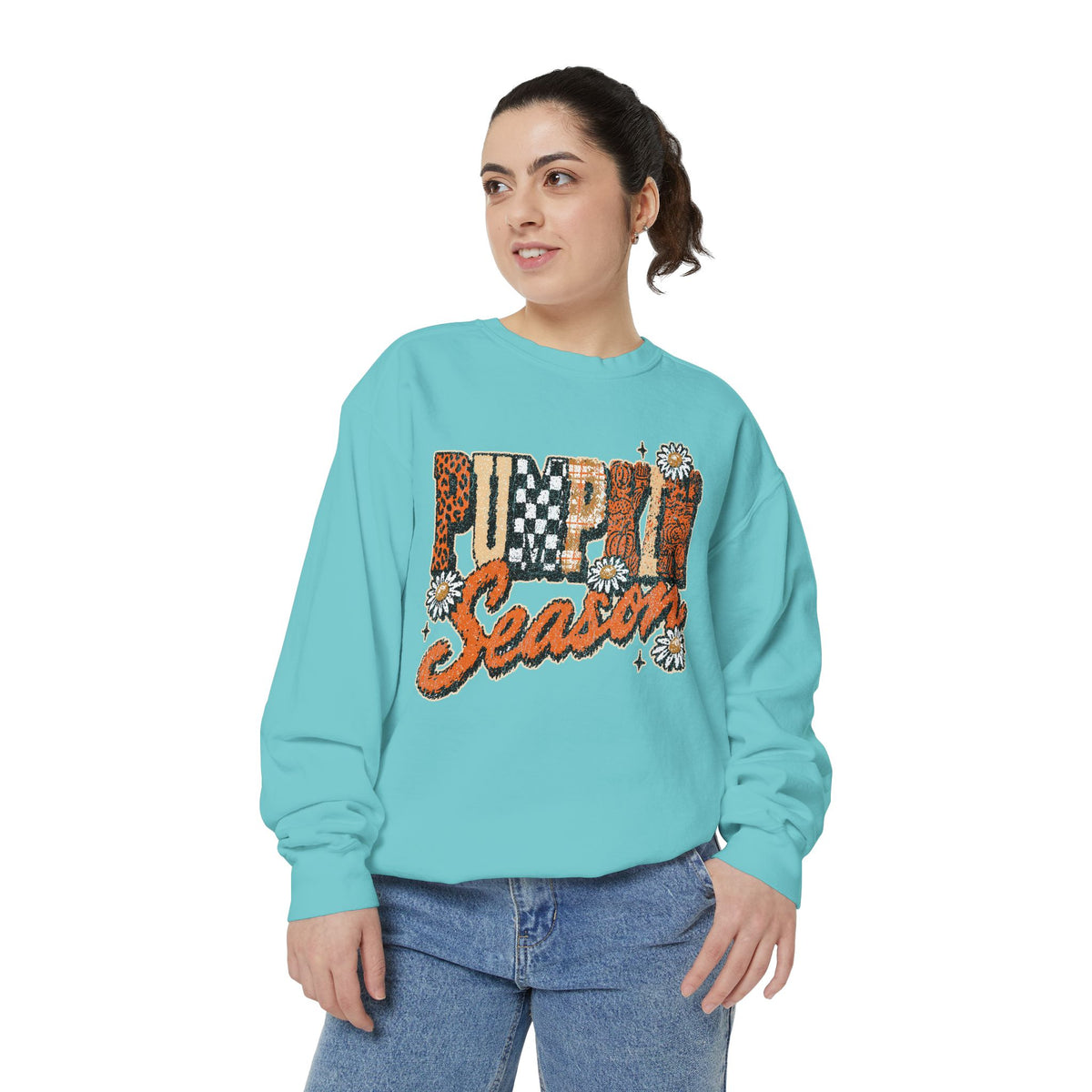 Pumpkin Season Sweatshirt, Retro Leopard Checker Fall Pullover, Cute Autumn Gift for Women, Cozy Thanksgiving October Outfit for Her
