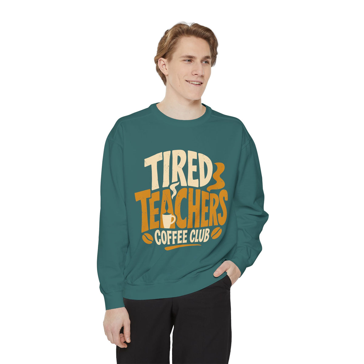 Tired Teachers Coffee Club Comfort Colors Sweatshirt, Funny Teacher Coffee Shirt, Educator Gift, Teacher Life Pullover