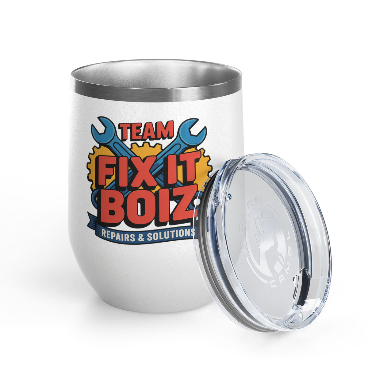 Mechanic Wine Tumbler, Team Fix It Boiz Wrench and Gear Design, Handyman Gift for Dad or a Repair Crew Coworker, Off Duty Workshop Drinkware
