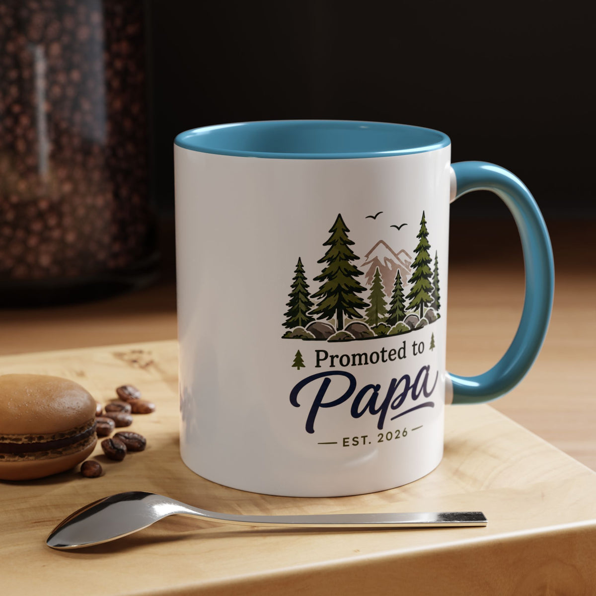 Promoted to Papa Mug, New Grandpa Pregnancy Announcement Gift, Woodland First Time Grandfather Coffee Cup, Baby Reveal Keepsake 2026