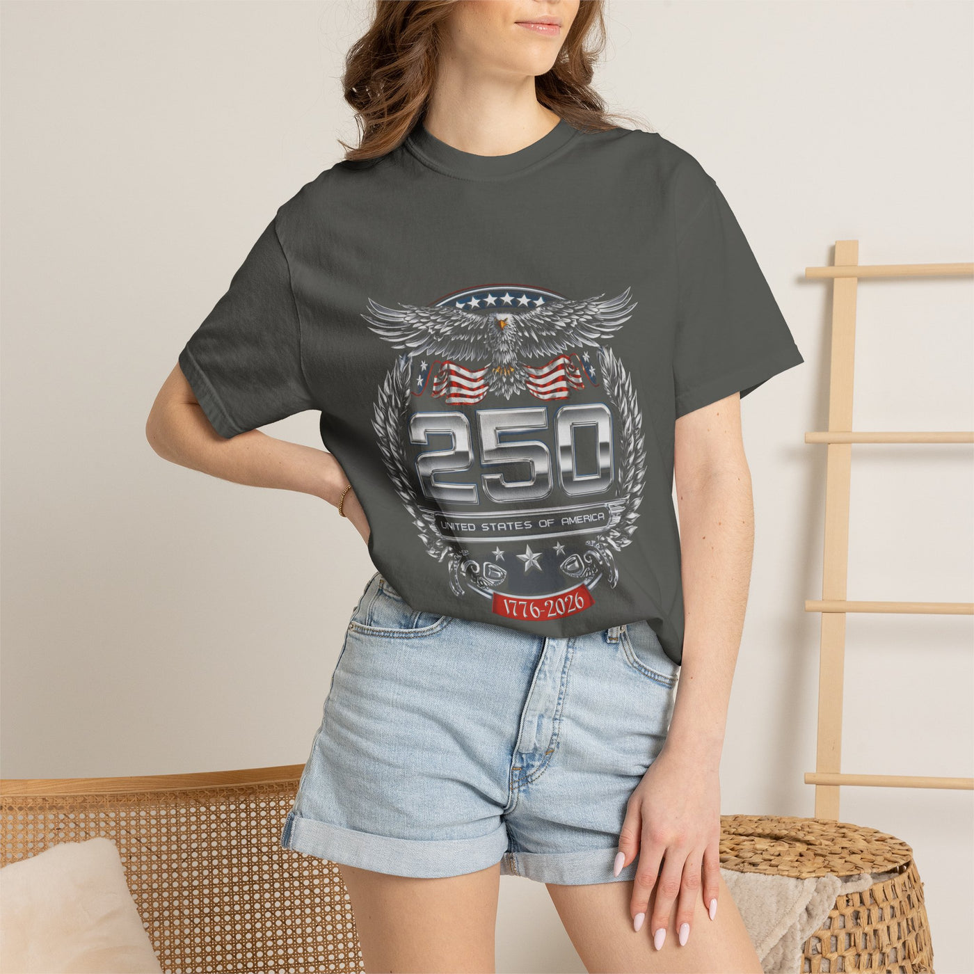 Vintage America 250 Graphic T Shirt, Patriotic Eagle USA Tee, Retro Fourth of July Shirt, Americana Streetwear Top for Women