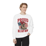 Proud Military Mom Sweatshirt, Patriotic Army Mom Pullover, Gift for Military Mother, Deployment Homecoming Crewneck, Flag Floral Top