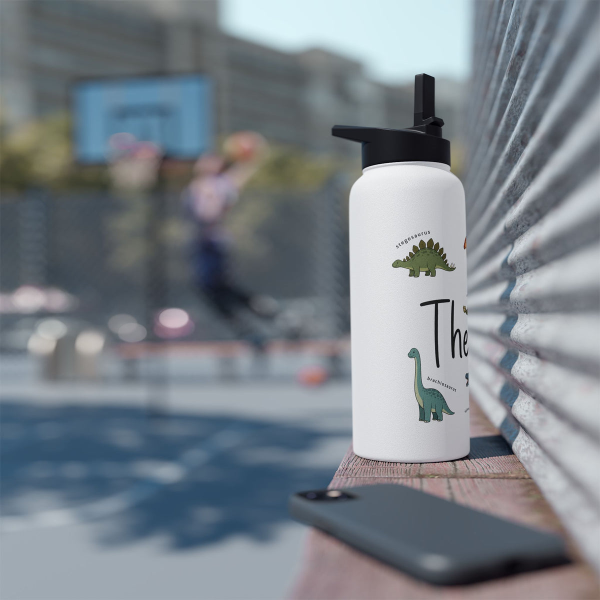 Personalized Dinosaur Water Bottle for Kids, Custom Name School Water Bottle, Dino Lover Gift, Insulated Sports Bottle for Boys