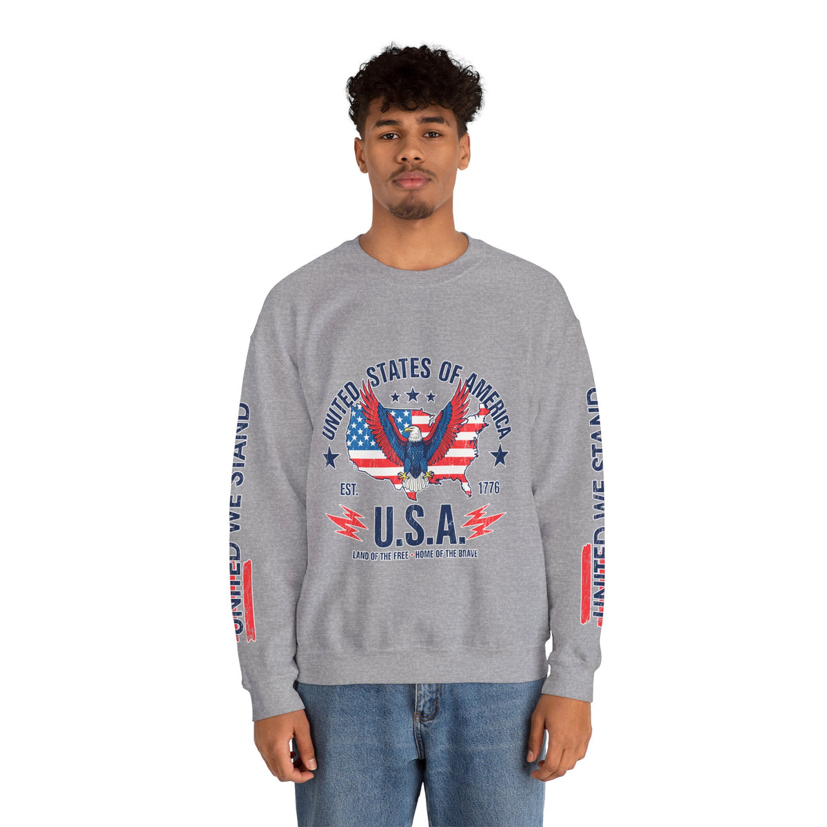 United We Stand Sweatshirt, American Eagle USA Pullover, Patriotic Flag Top, Vintage Americana Clothing, Fourth of July Gift for Women