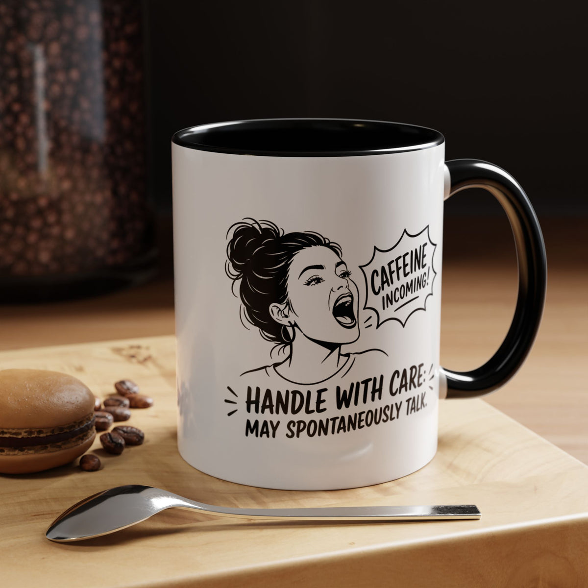 Funny Coffee Lover Mug, Caffeine Incoming Coffee Cup, Handle With Care Mug, Funny Coworker Gift, Office Humor Mug for Women