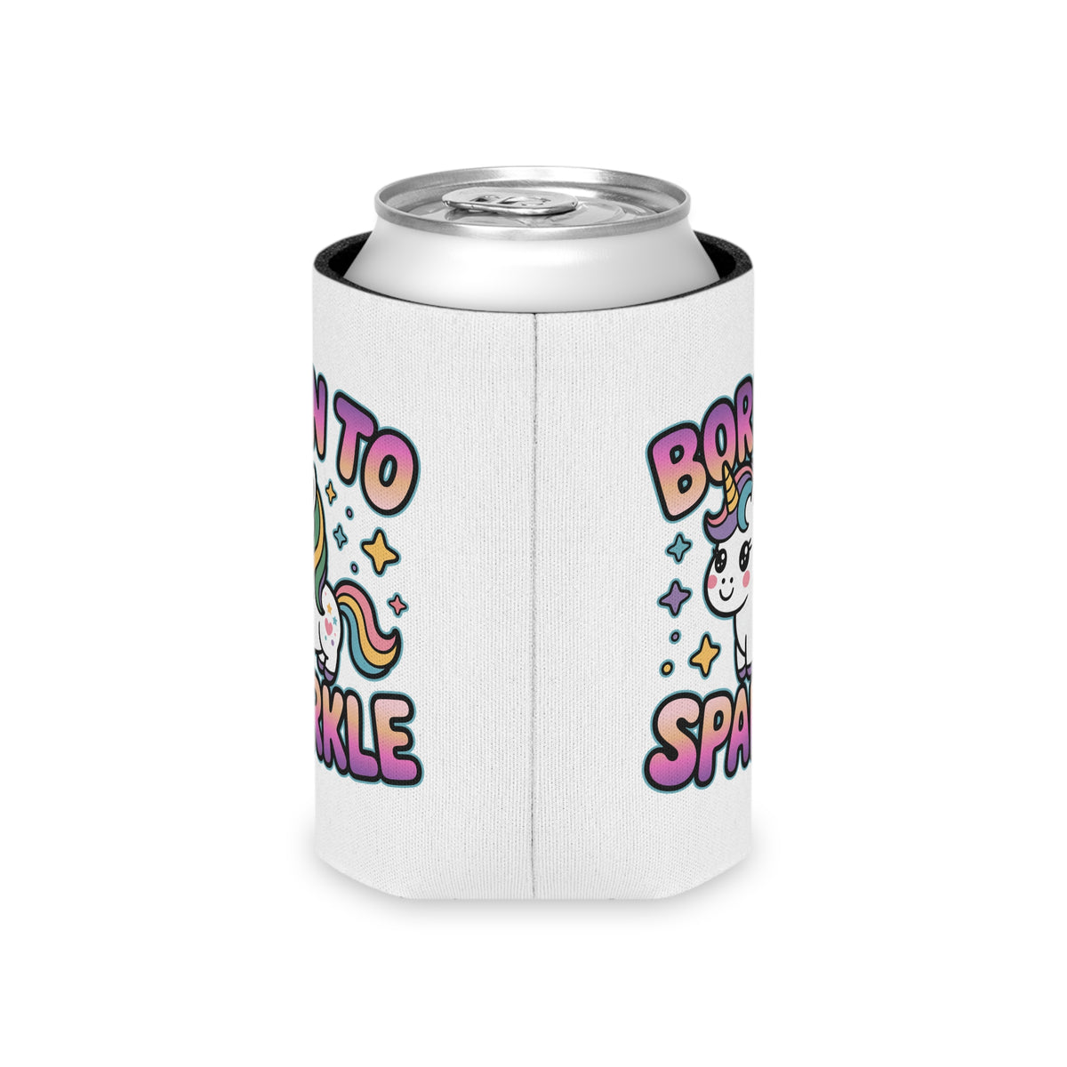 Unicorn Can Cooler, Born to Sparkle Drink Sleeve, Cute Rainbow Beer Holder, Magical Gift for Her, Fantasy Party Favor, Unicorn Lover Gift