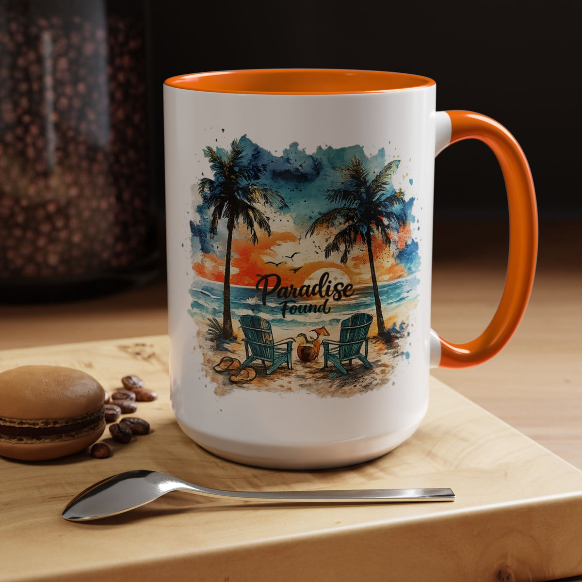 Tropical Beach Paradise Coffee Mug, Coastal Vacation Mug, Paradise Found Beach Lover Gift, Ocean Sunset Coffee Cup, Island Life Mug