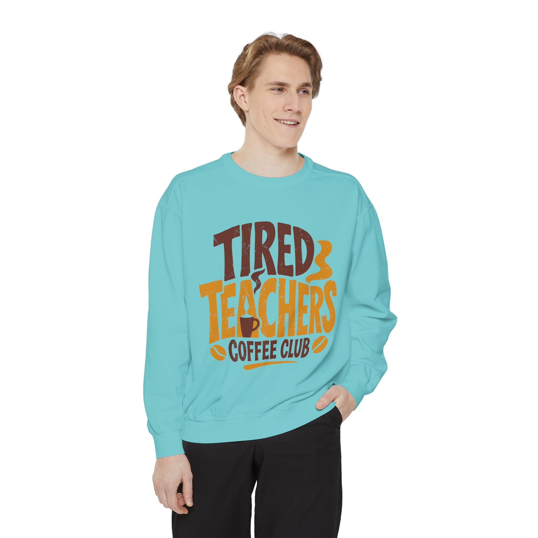 Funny Teacher Coffee Club Comfort Colors Sweatshirt, Tired Teachers Club Graphic Sweatshirt, Teacher Appreciation Gift for Coffee Lovers