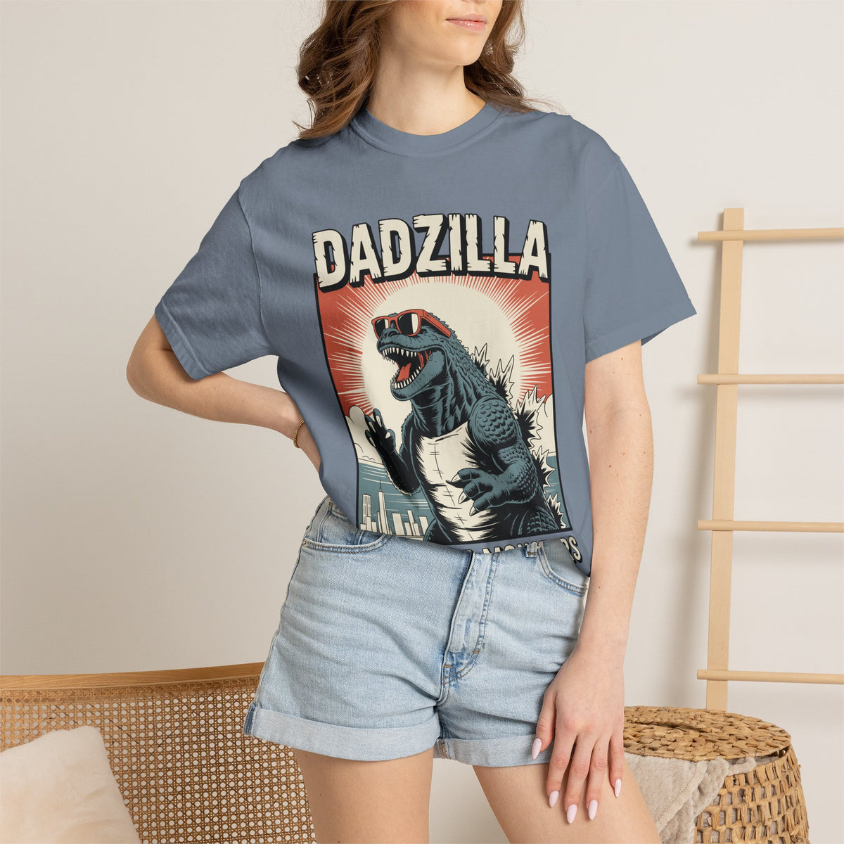 Funny Dadzilla Comfort Colors Shirt, Father of Monsters Graphic Tee, Cool Dinosaur Dad Shirt, Father's Day Gift for Dad, Retro Kaiju Tee