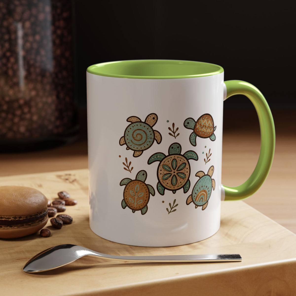 Sea Turtle Mug, Boho Coastal Coffee Cup, Ocean Animal Lover Gift, Beach House Kitchen Decor, Unique Birthday Present for Marine Life Fan