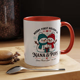 Personalized First Christmas Grandparents Mug, Nana and Pops Holiday Coffee Cup, New Grandparent Gift, Custom Names and Established Year