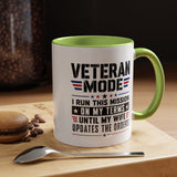 Funny Veteran Husband Mug, Veteran Mode Wife Updates Orders Coffee Cup, Military Spouse Gift for Retired Soldier, Anniversary or Birthday