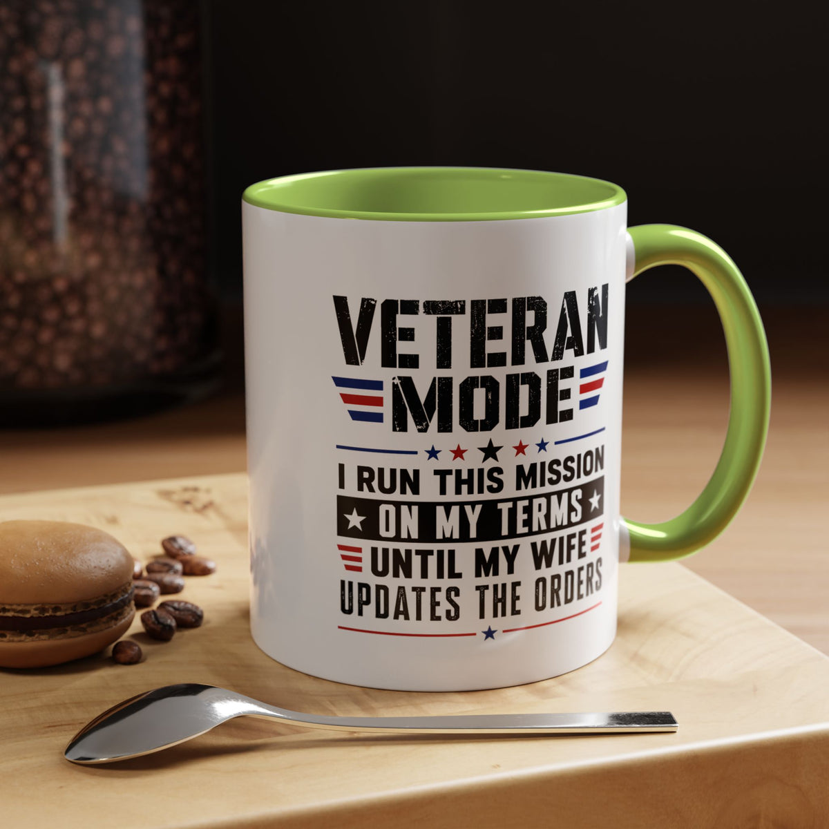 Funny Veteran Husband Mug, Veteran Mode Wife Updates Orders Coffee Cup, Military Spouse Gift for Retired Soldier, Anniversary or Birthday